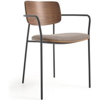 Kody rabatowe 9design sklep internetowy - Krzesło z podłokietnikami Loe brązowo-szare szer. 52,5 cm