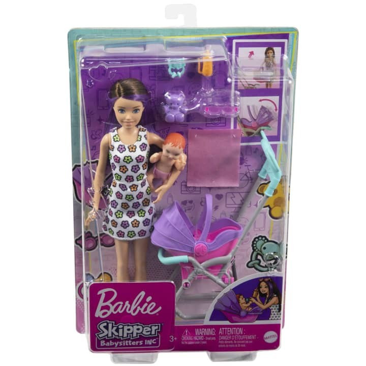 Kody rabatowe Mattel Lalka Barbie Opiekunka Skipper Wózek + bobas Zestaw