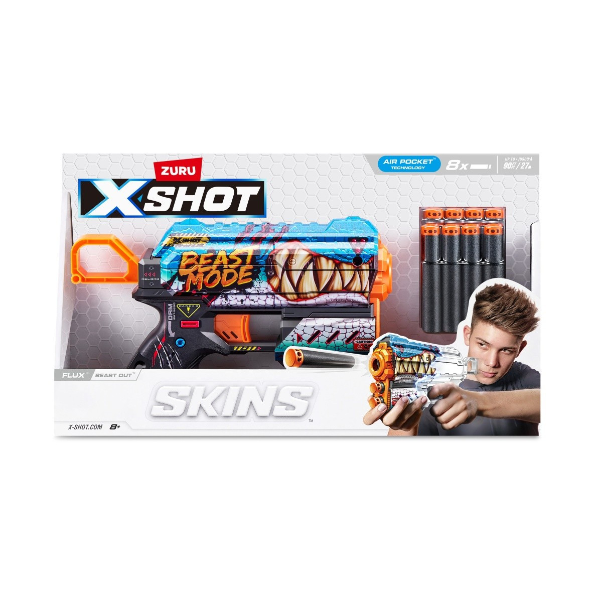 Kody rabatowe ZURU X-Shot Wyrzutnia SKINS FLUX (8 Strzałek) Beast Out