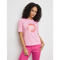 Kody rabatowe GERRY WEBER Damski Zrównoważony T-shirt z cekinami 64cm krótkie Okrągły Różowy Jednokolorowy