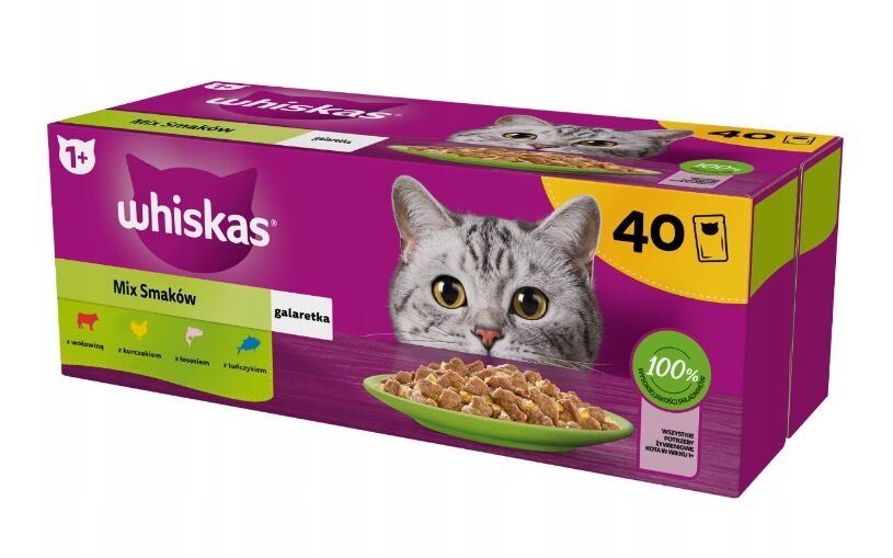 Kody rabatowe Krakvet sklep zoologiczny - WHISKAS Mix smaków w galaretce - mokra karma dla kota - 40x85 g