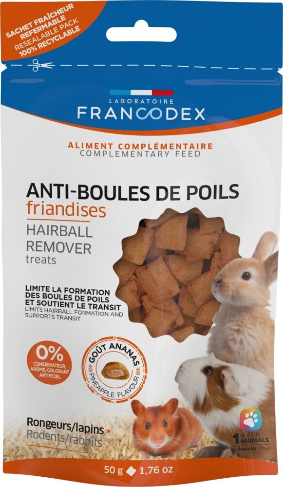 Kody rabatowe Krakvet sklep zoologiczny - FRANCODEX Przysmaki zapobiegające zakłaczeniom - przysmak dla królika - 50 g