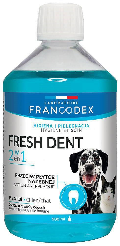 Kody rabatowe Krakvet sklep zoologiczny - FRANCODEX Fresh dent płyn do higieny jamy ustnej - preparat dla psa/kota - 500 ml