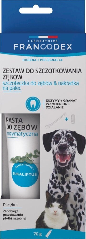 Kody rabatowe Krakvet sklep zoologiczny - FRANCODEX Szczoteczka i pasta do zębów dla psa i kota - 70 g