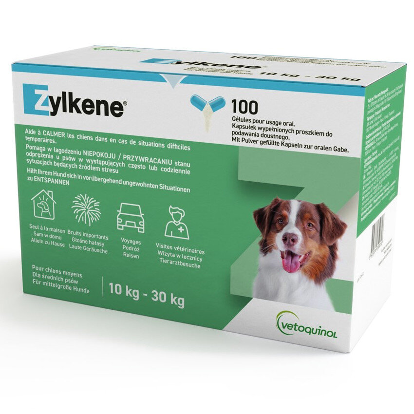 Kody rabatowe Krakvet sklep zoologiczny - VETOQUINOL Zylkene 100 tabletek na stres 10-30 kg  - preparat dla psa/kota - 225 mg