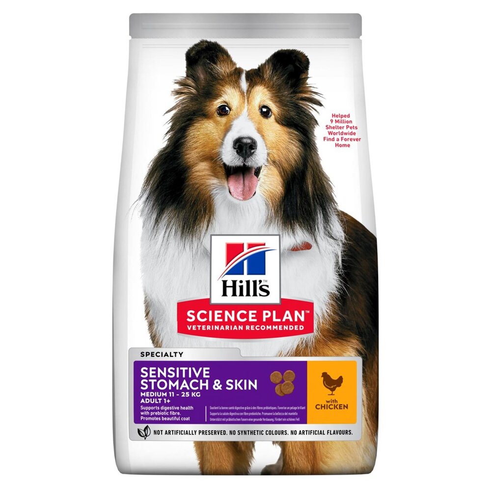 Kody rabatowe Krakvet sklep zoologiczny - HILL'S Science Plan Canine Adult Sensitive Stomach & Skin Medium Breed Kurczak - sucha karma dla psa - 2,5 kg