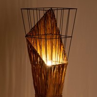 Kody rabatowe Lampa stojąca Rinca, druciany klosz z trawiastym splotem