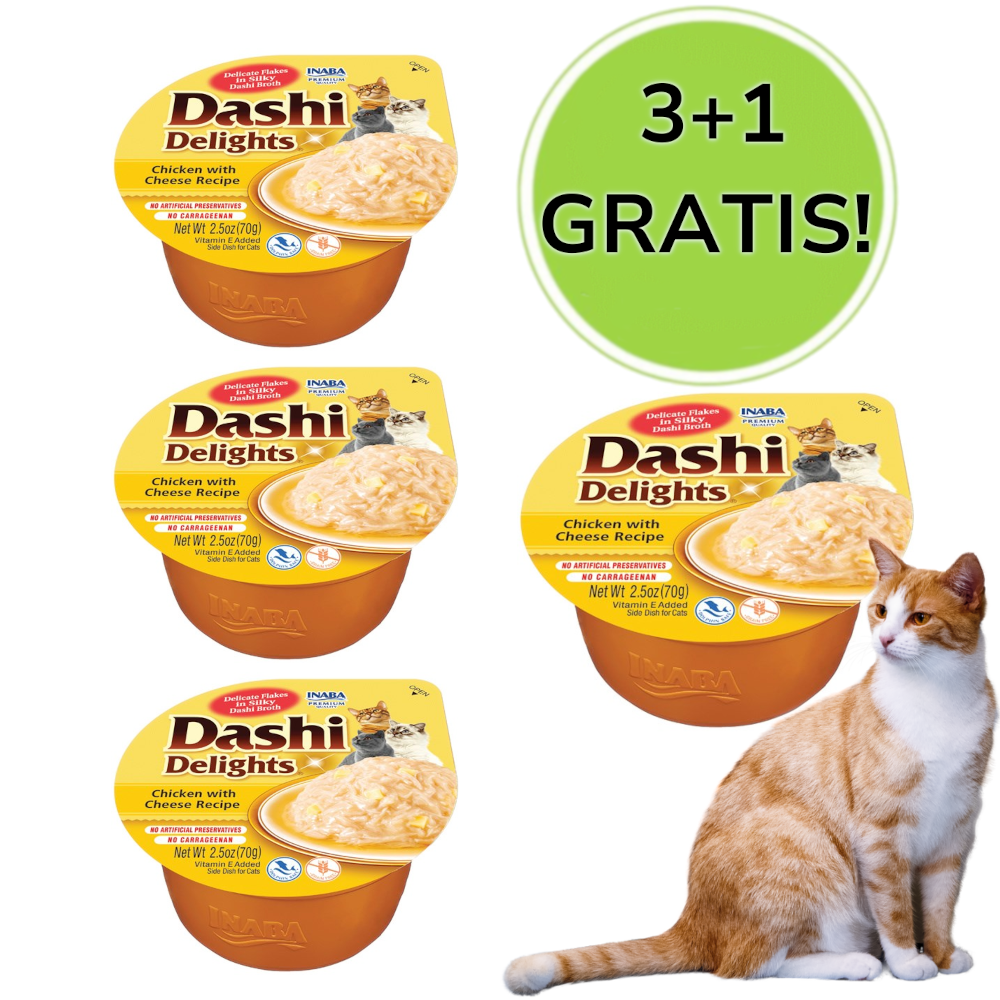 Kody rabatowe Krakvet sklep zoologiczny - INABA Dashi Delights Kurczak z serem w bulionie - przysmak dla kota - 3x70 g + 1x70 g Gratis!