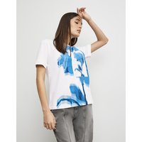 Kody rabatowe Gerry Weber - TAIFUN Damski Koszulka z bawełny 64cm krótkie Okrągły Niebieski