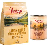 Kody rabatowe Purizon: karma sucha dla psa, 2 x 1 kg + Adult, karma mokra, 2 x 400 g gratis! - Large Adult, kurczak i ryba, bez zbóż