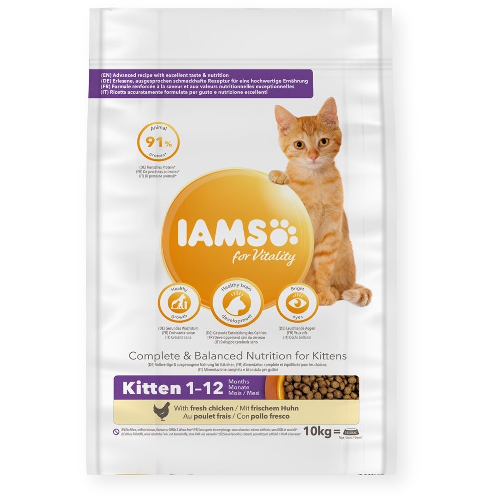 Kody rabatowe IAMS for Vitality Kitten Świeży kurczak - sucha karma dla kota - 10 kg