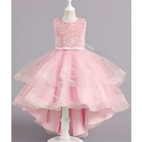 Rabaty - Jasno różowa sukienka dla dziewczynki z cekinami, gwiazdkami A88
