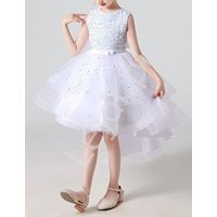 Kody rabatowe Biała sukienka dla dziewczynki z cekinami, gwiazdkami A88
