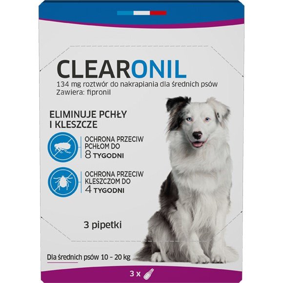 Kody rabatowe Krakvet sklep zoologiczny - FRANCODEX Clearonil Średnie psy - krople przeciw kleszczom i pchłom dla psa - 3x134 mg