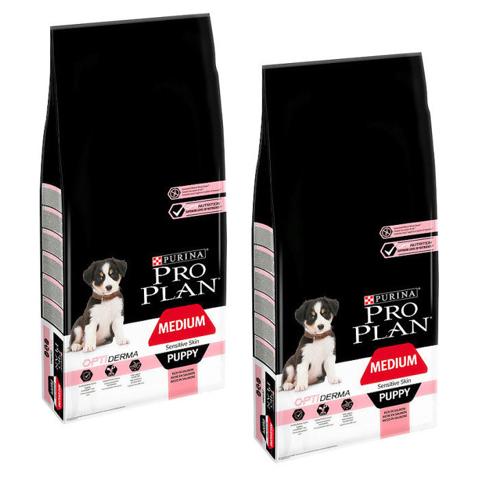 Kody rabatowe PURINA PRO PLAN Puppy Medium Sensitive Skin - sucha karma dla szczeniąt - 2x12 kg