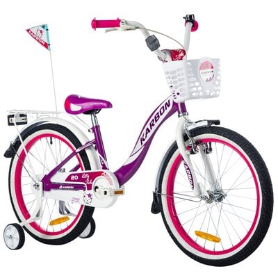 Kody rabatowe Rower dziecięcy KARBON Kitty 20 cali dla dziewczynki Fioletowo-różowo-biały