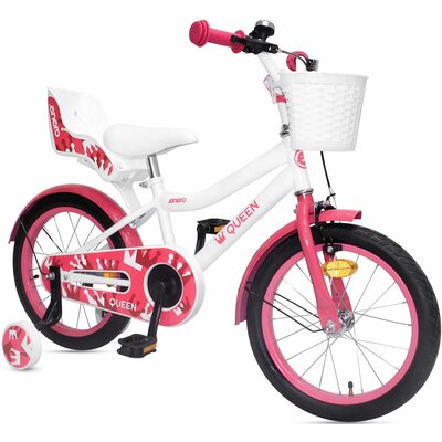 Kody rabatowe Rower dziecięcy ENERO Queen 16 cali dla dziewczynki Biało-różowy