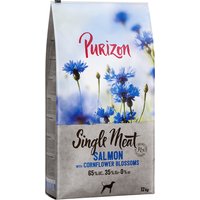 Kody rabatowe Purizon Single Meat Adult, łosoś ze szpinakiem i kwiatami chabru - 12 kg