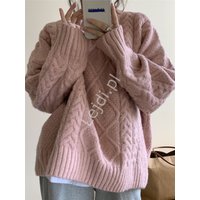 Kody rabatowe Pudrowo różowy sweter stylowy 3631