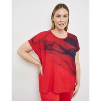 Kody rabatowe Gerry Weber - SAMOON Damski Koszulka z krótkim rękawem i satynowym przodem 68cm krótkie Okrągły Czerwony Wzorzysty