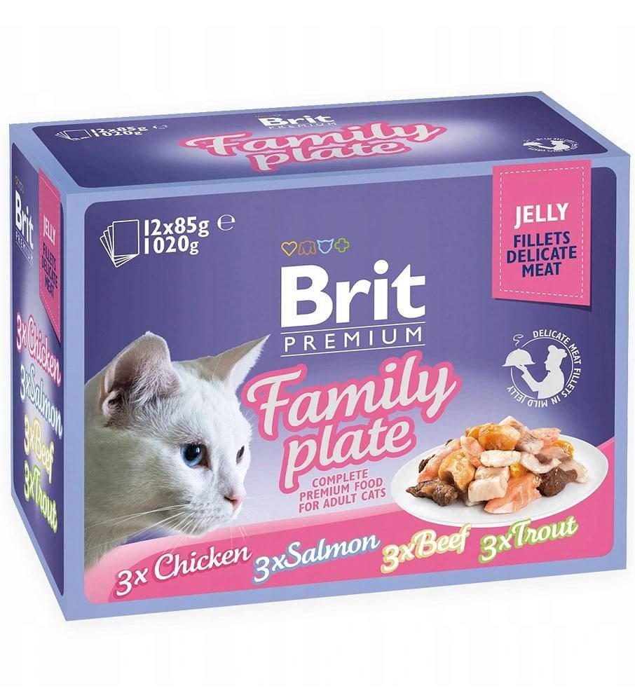 Kody rabatowe BRIT Premium Cat Pouch Jelly Fillet Family Plate - mokra karma dla kota - 12 x 85 g