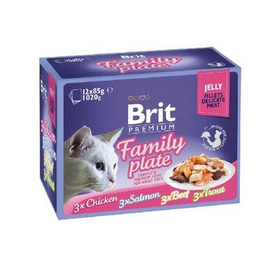 Kody rabatowe Karma dla kota BRIT Pouch Jelly Fillet Family Plate Mix smaków (12 x 85 g)