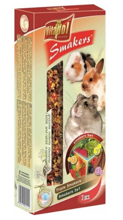 Kody rabatowe Krakvet sklep zoologiczny - VITAPOL Kolby MIX (orzech-owoce leśne-popcorn) dla gryzoni 3szt. 135g