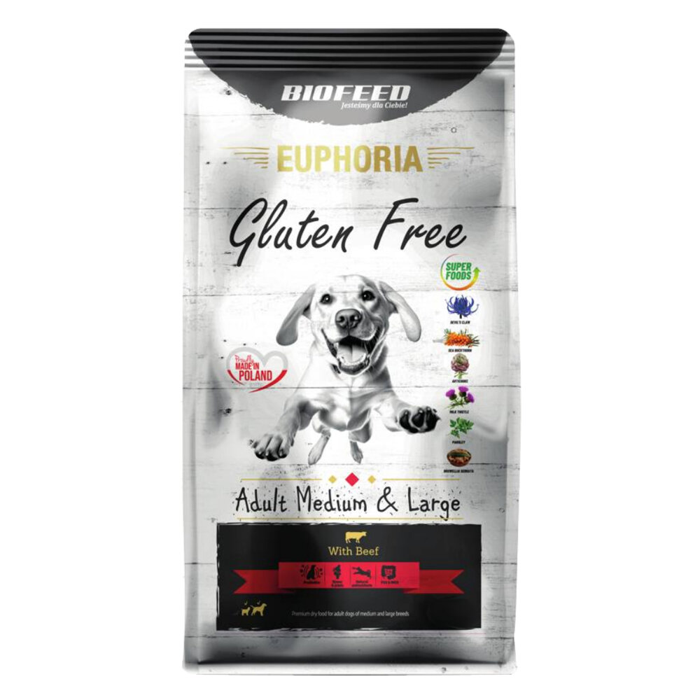 Kody rabatowe Krakvet sklep zoologiczny - BIOFEED Euphoria Gluten Free Adult medium & large Wołowina - sucha karma dla psa - 12 kg