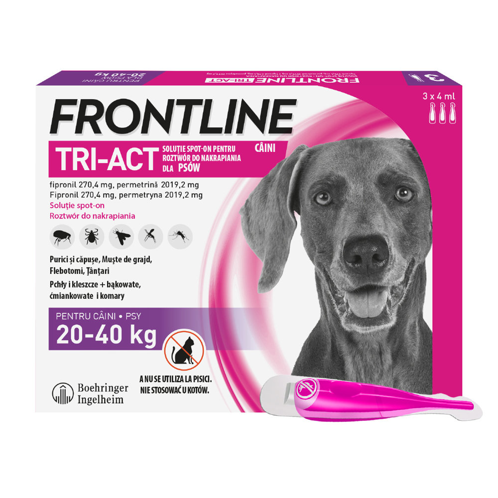 Kody rabatowe Krakvet sklep zoologiczny - FRONTLINE Tri-act L 20-40 kg - Krople przeciw pasożytom dla psa - 3 x 4 ml