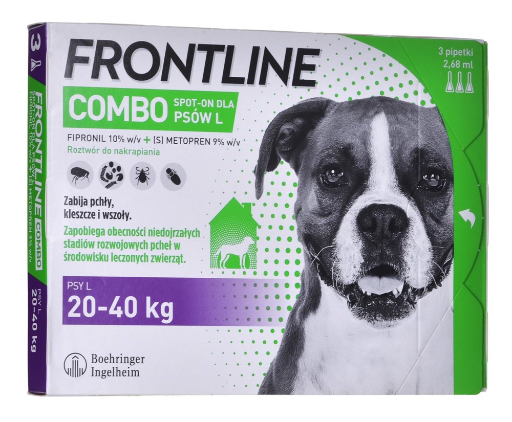 Kody rabatowe Krakvet sklep zoologiczny - FRONTLINE Combo Spot-on L - Krople przeciw pasożytom dla psa -  3 x 2,68 ml