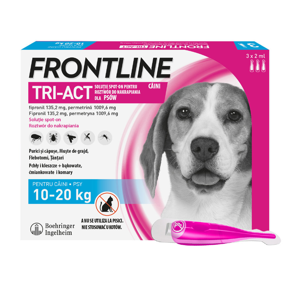Kody rabatowe Krakvet sklep zoologiczny - FRONTLINE Tri-Act Spot-On 10-20kg - preparat przeciwko pchłom i kleszczom dla psa - 3x2 ml