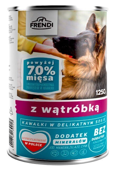 Kody rabatowe Krakvet sklep zoologiczny - FRENDI z Wątróbką kawałki w delikatnym sosie - mokra karma dla psa - 1250 g