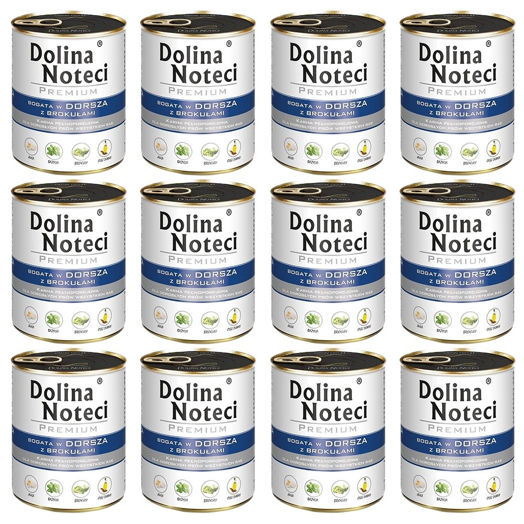 Kody rabatowe DOLINA NOTECI Premium bogata w dorsza z brokułami - mokra karma dla psa - 12x800g